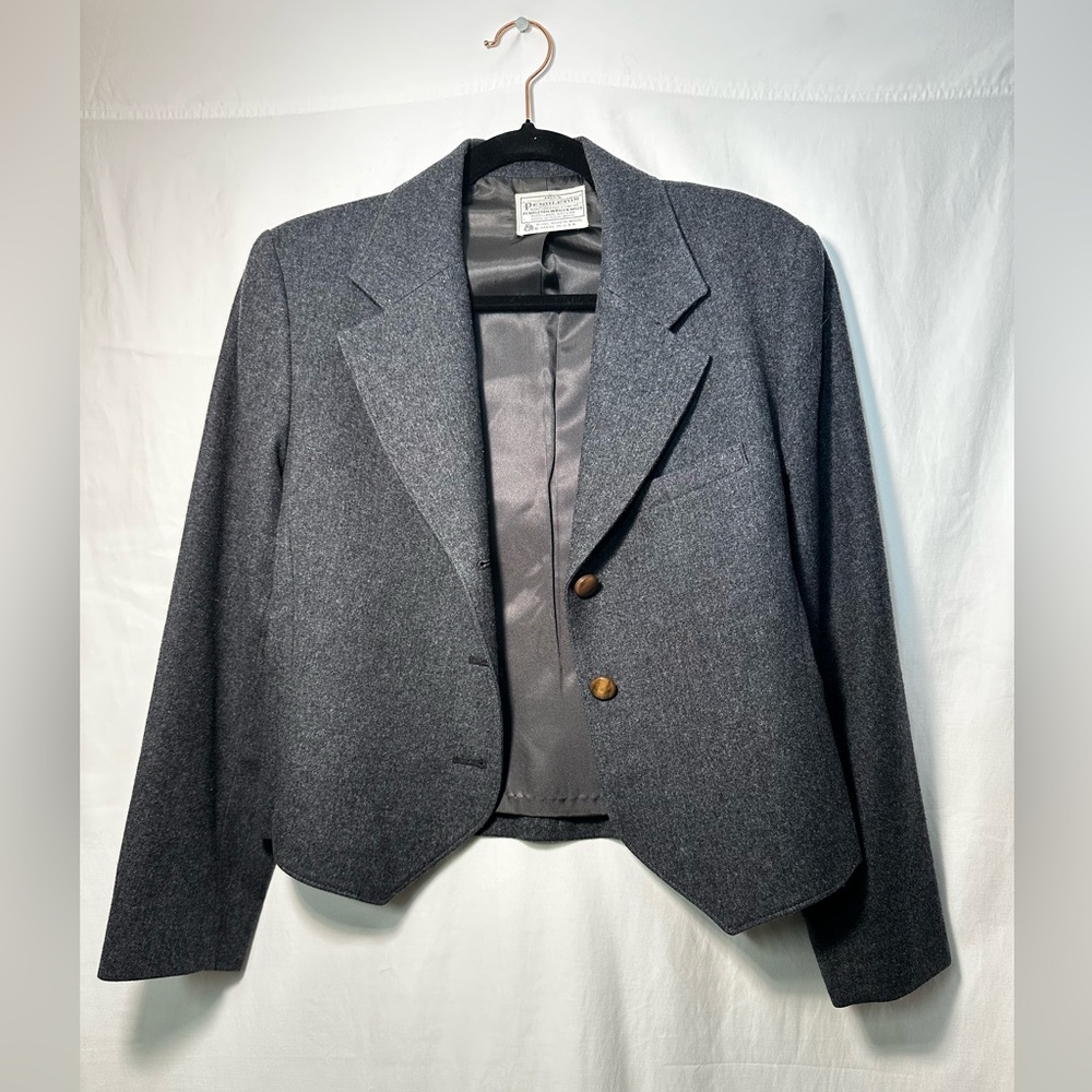 Pendleton Classic Women's Charcoal Wool Cropped Blazer
